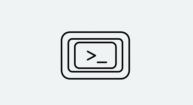 Terminal Window Icon. Command Line Interface Symbol. Programming and Coding Concept. Computing and Technology Outline Graphic.