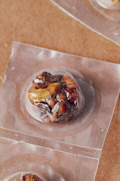 psilocybin magic truffles microdoses on brown paper background