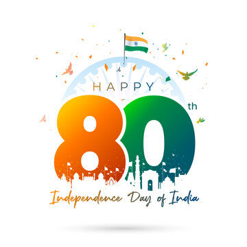 Background for the 15th August India freedom festival celebration, featuring the "Happy 80th Independence Day of India" logo and a tricolor flag.