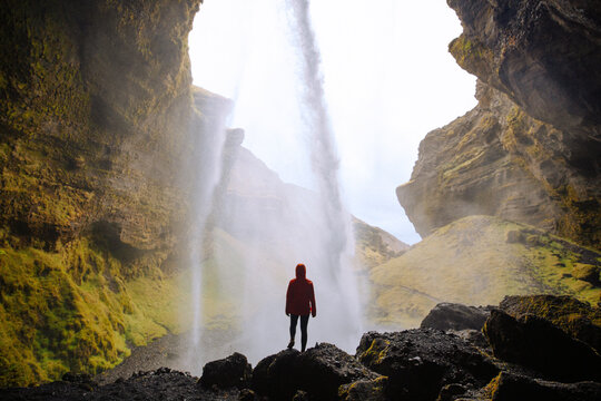 Taking in a Waterfall in Iceland