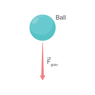 Vector illustration of Newton's Law of Motion demonstration with a falling ball, physics science experiment concept.