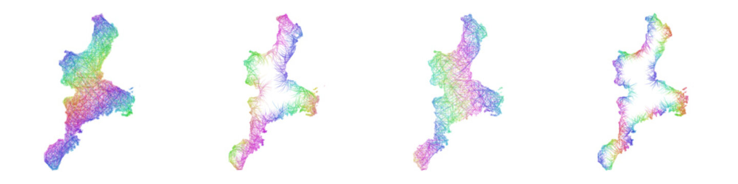 Colorful sketch Mie map design set
