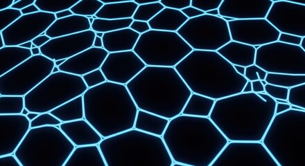 Obraz premium Abstract Blue Glowing Network Grid on Black Background