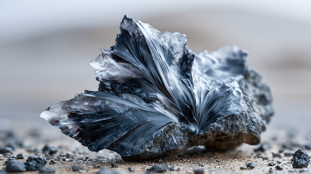 Volcanic obsidian nodule fractured conch 2