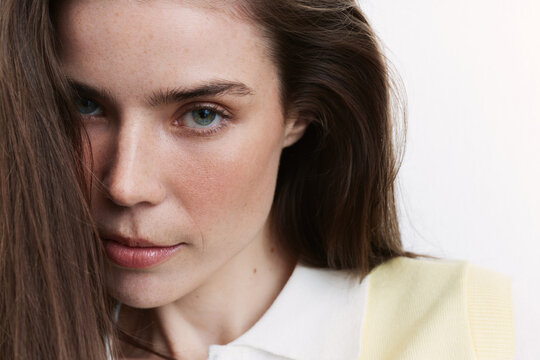 Natural beauty portrait of woman looking at camera