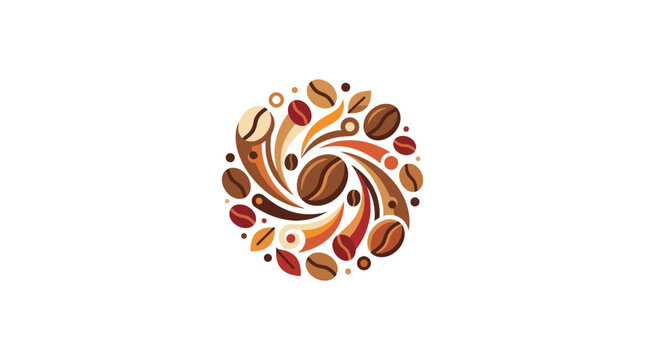 Abstract Coffee Bean Swirl Logo Design