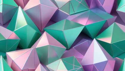 Obraz premium Faceted polyhedral forms arranged on pastel geometric surface