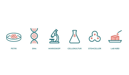 Set of six colorful medical and science icons with labels Vector © MST REZIA