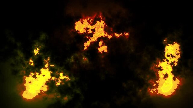 Glowing embers breaking through black screen. Fiery background effect