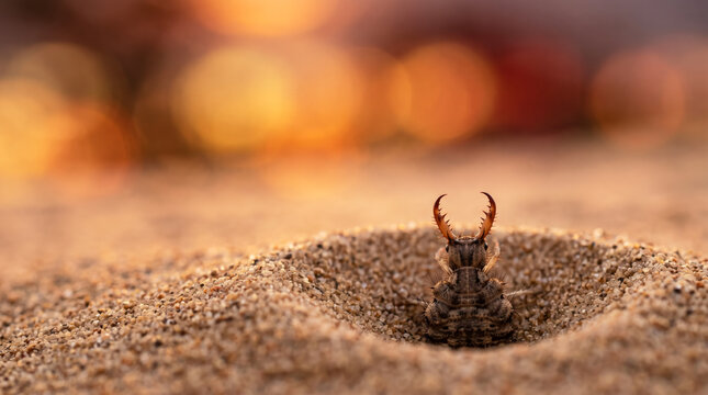 Antlion Larva Waiting In Sand Trap