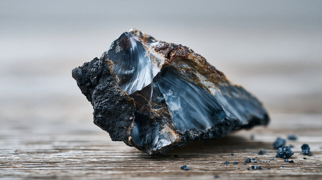 Volcanic obsidian nodule fractured conch 3