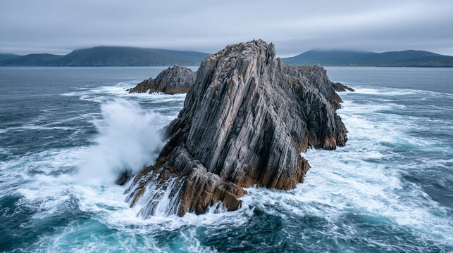 Wild Atlantic sea stack columnar basalt  3