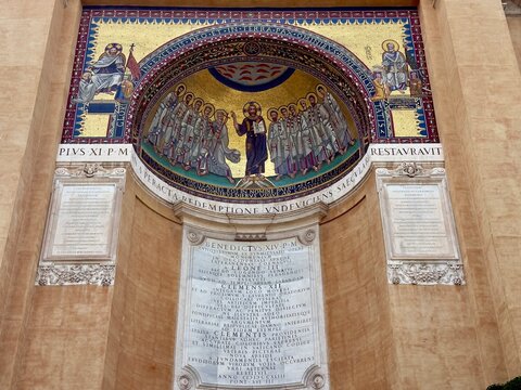 The historic Triclinium Leoninum mosaic near Lateran Palace in Rome, Italy
