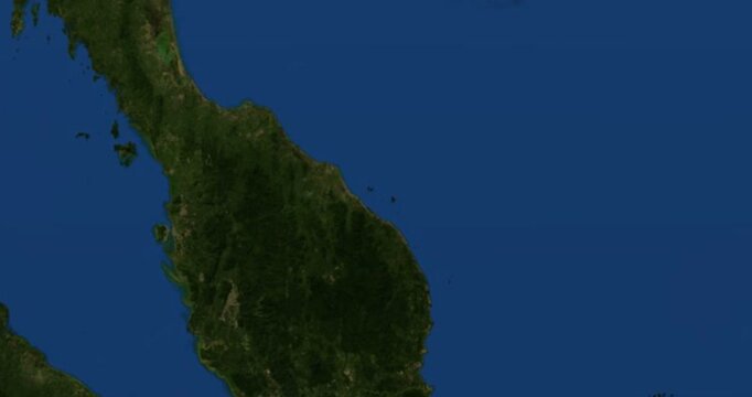 Redang Island on Globe. Zoom into the island with Earth spinning in space. Locating position on high detail physical world map. Elements of this image furnished by NASA.