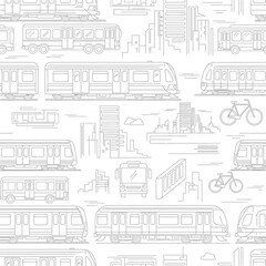 Naklejka premium Urban Transport Line Art Pattern