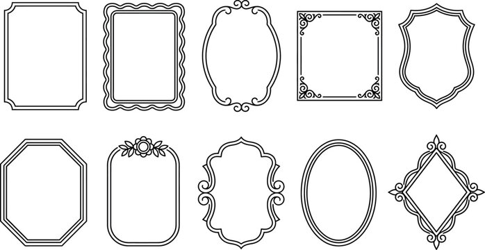 Set of vintage decorative frames and borders, collection of elegant vector design elements for invitations or cards