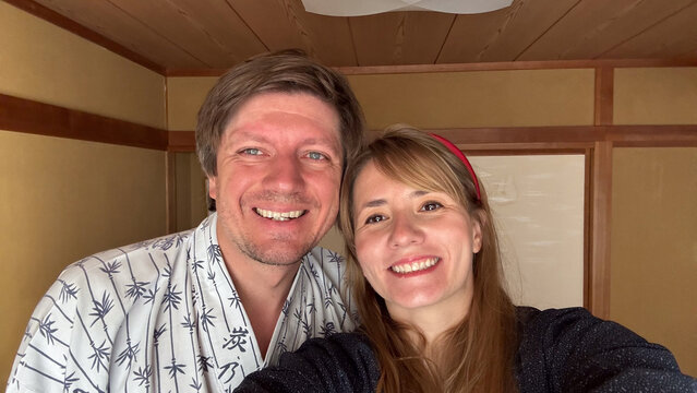 Selfie of a couple in yukatas