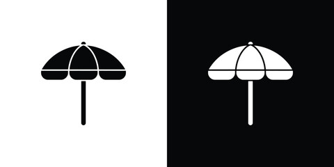 Obraz premium Black and white minimalist umbrella icons with contrasting colors