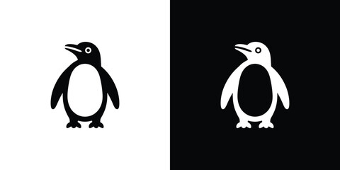Obraz premium Black and white penguin silhouette standing upright with clean lines