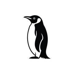 Obraz premium Black silhouette penguin standing upright with minimalist line art style