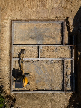 Aerial View of House Foundation Construction