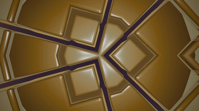 Brown geometric pattern rotates in a seamless digital motion loop for high quality video animation