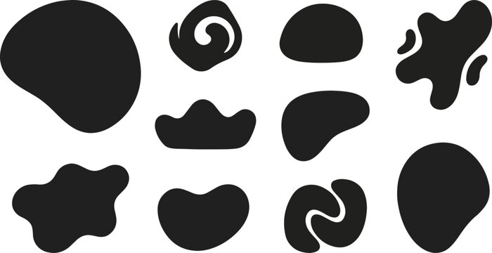 Black blob shapes on white background