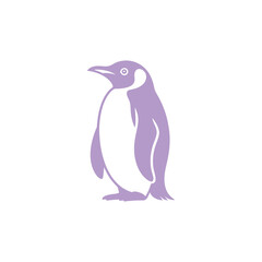 Fototapeta premium Charming purple cartoon penguin standing upright with expressive eyes facing forward