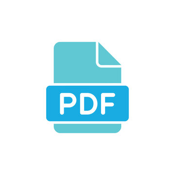Modern blue and white PDF document file icon with open corner design