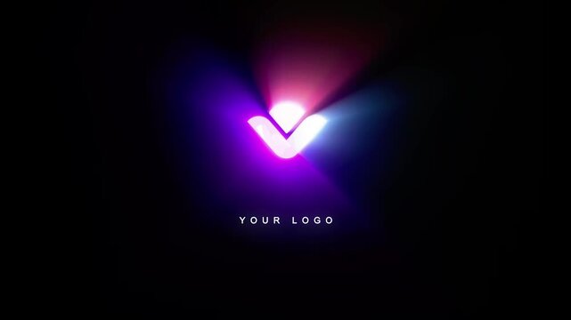 3d energetic water electric neon glowing light splash logo intro animation. 4k high fps, 3d render, cinematic, 3d render of a logo stings. 