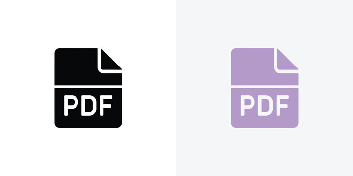 PDF document icons in black and purple color variations for digital presentations
