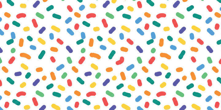 Colorful confetti sprinkles pattern with bright vibrant shapes for party celebration background