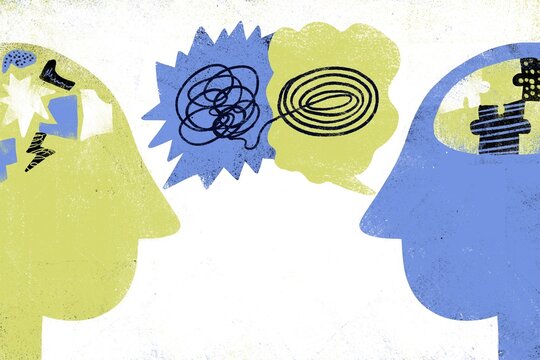 Two heads with thread balls