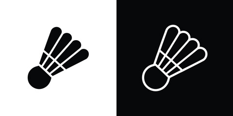 Fototapeta premium White badminton shuttlecock outline on black background for design and sports themes