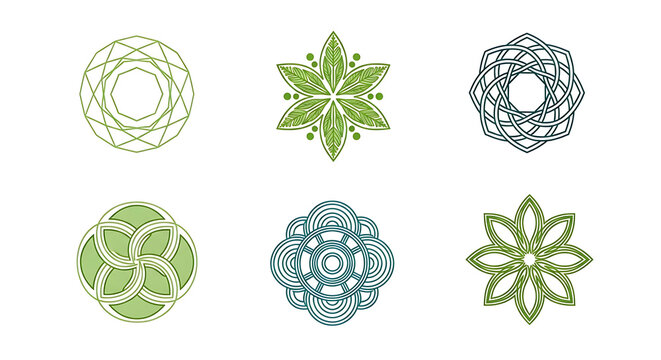 Set of circular decorative floral ornaments and mandalas with ornament decoration abstract circular botanical geometry decorative symmetry intricate illustration
