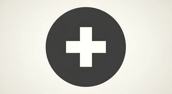 Medical plus sign icon in a circle with hospital emergency healthcare positive medicine