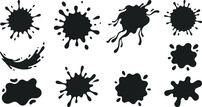 Black ink splatters on white background