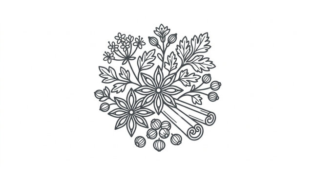 Herbal spices and herbs illustration for culinary use.