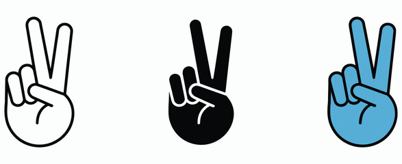 Fototapeta premium victory, hand, gesture, peace, sign, success, achievement, winning, positive, symbol, icon, set, fingers, vshape, victorysign, communication, harmony, celebration, win, triumph, victoryhand, expressio