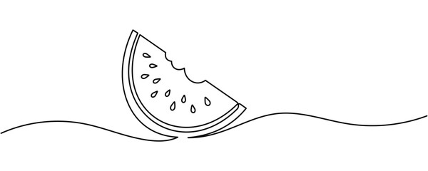 Obraz premium Continuous line watermelon fruit vector illustration. Editable stroke