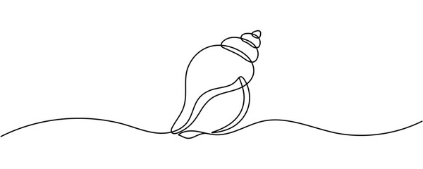 Continuous line seashell icon representing ocean beach vacation. Editable stroke © Vasyl Yurlov