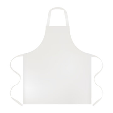 White apron mockup for restaurant, cafe and kitchen branding. Blank apparel template for logo and print design. Vector illustration