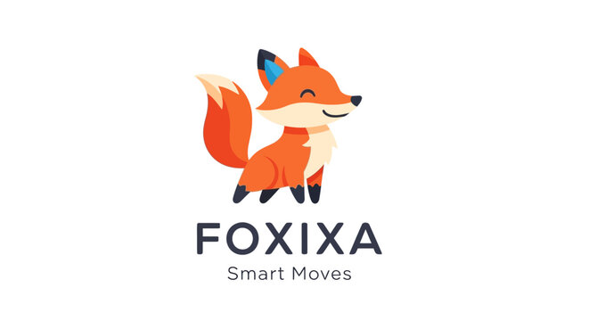 Cute cartoon fox character logo with the text FOXIXA Smart Moves, representing intelligence and strategy