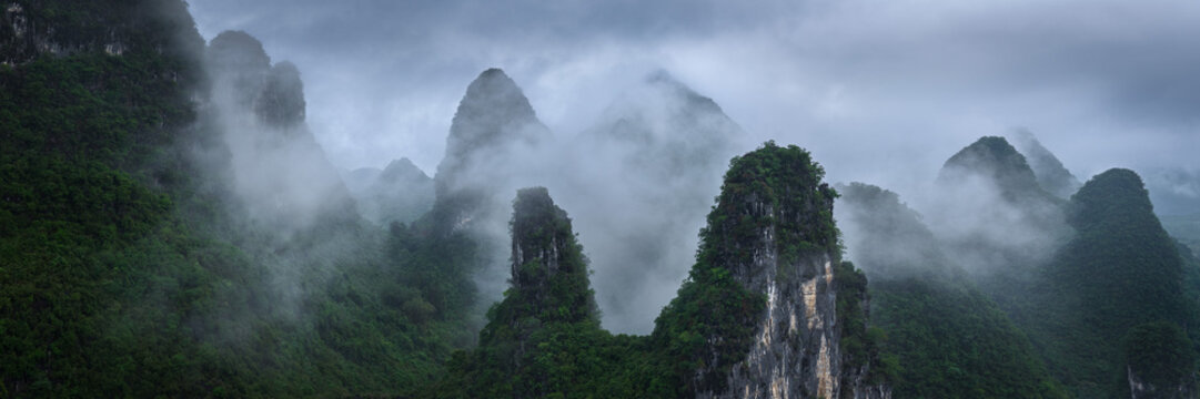 Karst Mountain Mist Yangshuo China