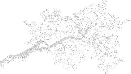 Obraz premium Detailed Tree Branch Outline Illustration with Intricate Foliage Texture in Monochrome Line Art Style