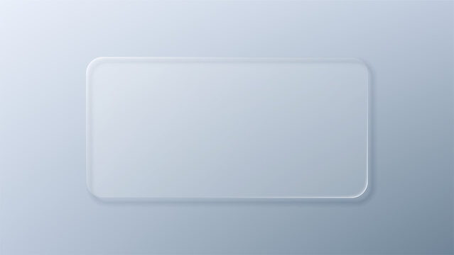 Glass morphism empty frame with frosted effect. Transparent rectangle element for interface design. Minimal design asset with blurred background and soft shadow for modern UI concept.