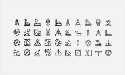 Land Survey line art icon set Vector Illustration © lokshmon