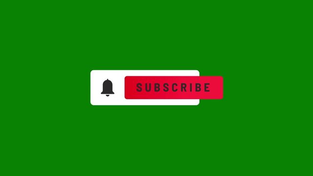 Subscribe button click animation with notification bell icon and cursor interaction on green background