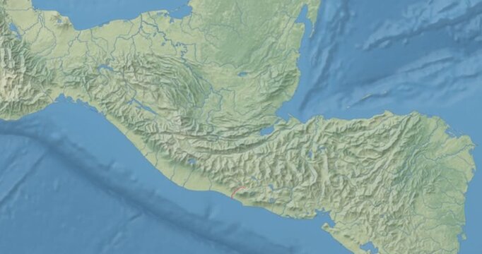 Guatemala on Globe. Zoom into the country with Earth spinning on dark background. Physical world map with Guatemala and label on it. Country view animation.