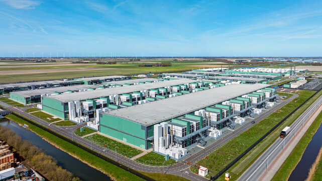 Large data center complex in a rural landscape in Europe